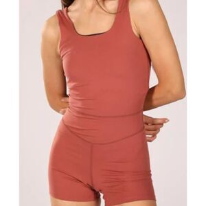 Varley Let's Move Bates Shorts Activewear Romper One Piece Small Apple Butter